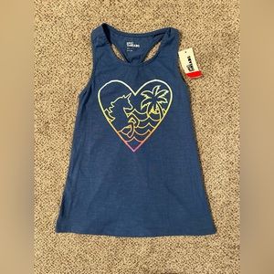 NWT Girls Size L 10/12 Blue Rainbow Unicorn Tank Top